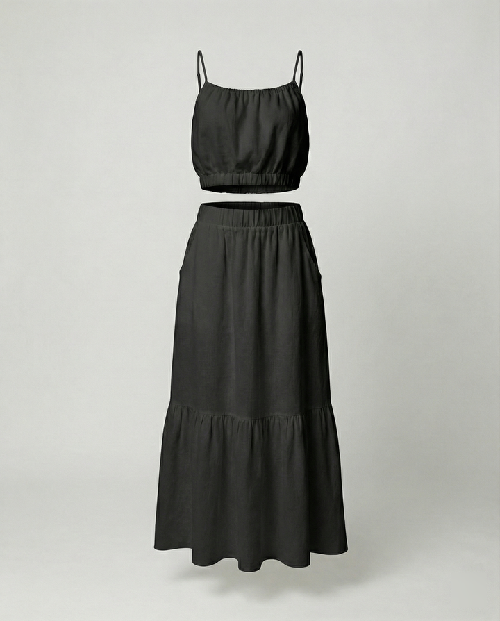 Damen Sommerliches Zweiteiler-Kleid mit fließendem Schnitt und praktischen Taschen Drune
