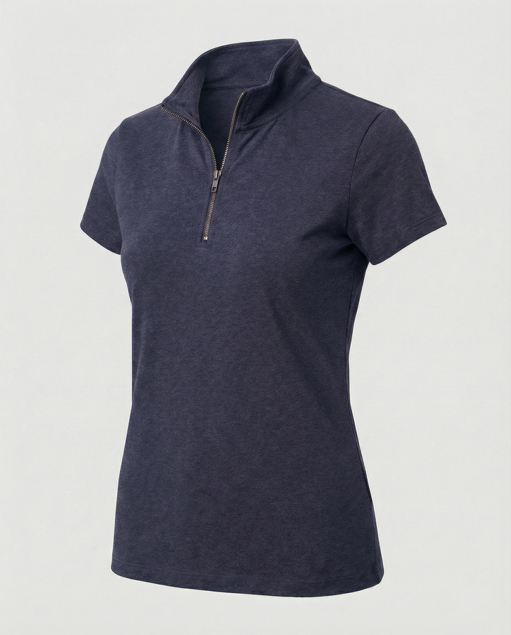 Damen Poloshirt mit kurzem Reißverschluss und figurbetontem Schnitt Drune