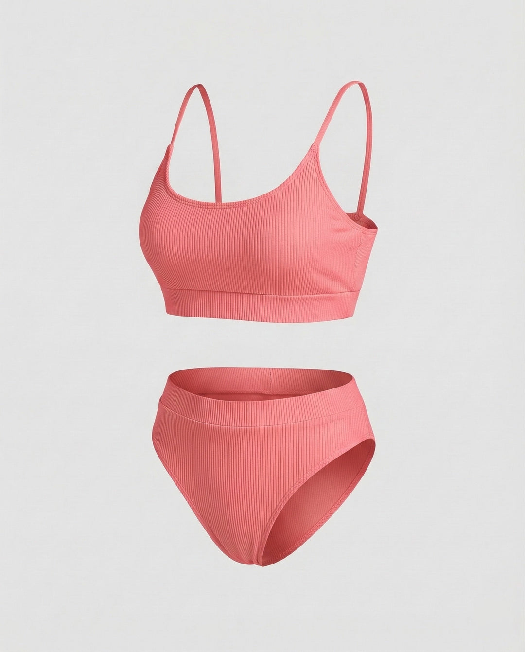 Damen Ripp-Bikini-Set Spaghettiträger-Bustier