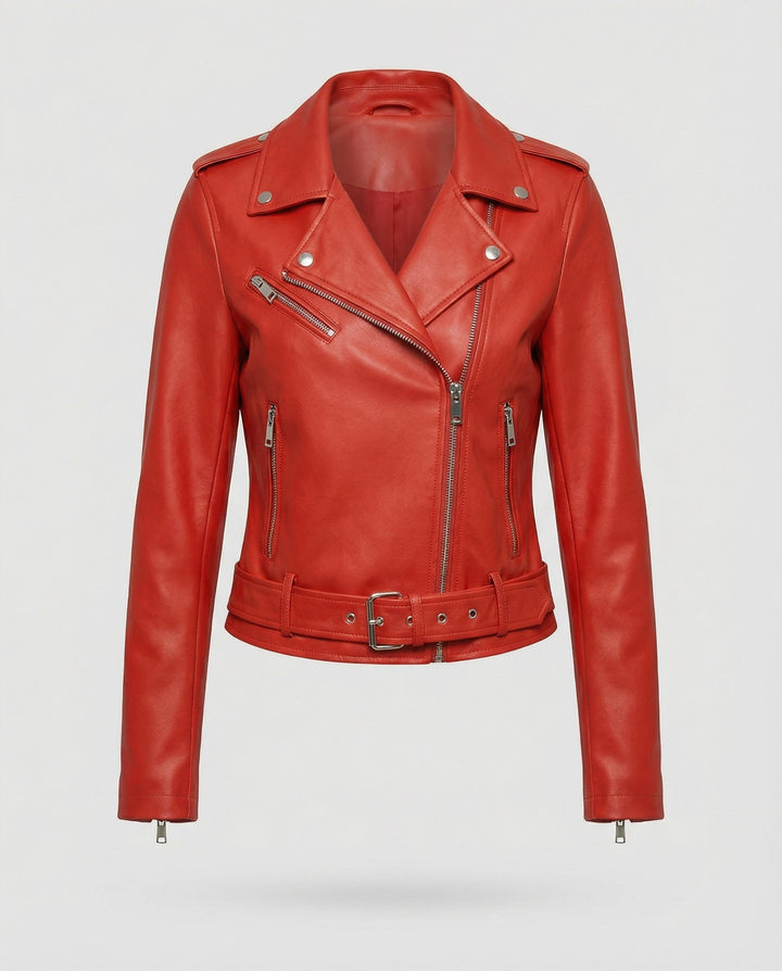 Damen Lederjacke Schwarz Echtleder Look