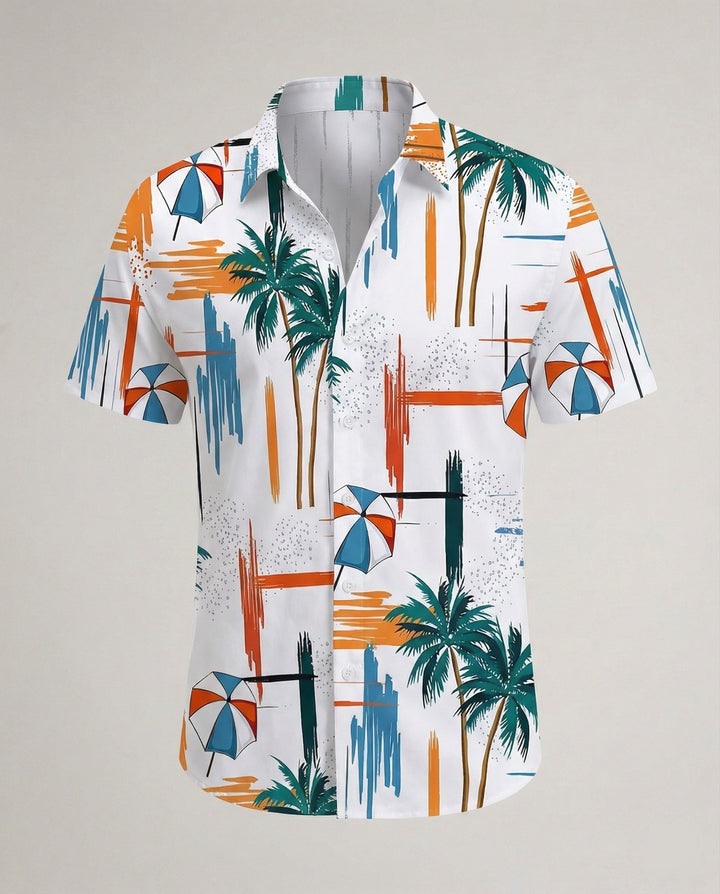 Herren Kurzarmhemd Hawaii Viskose
