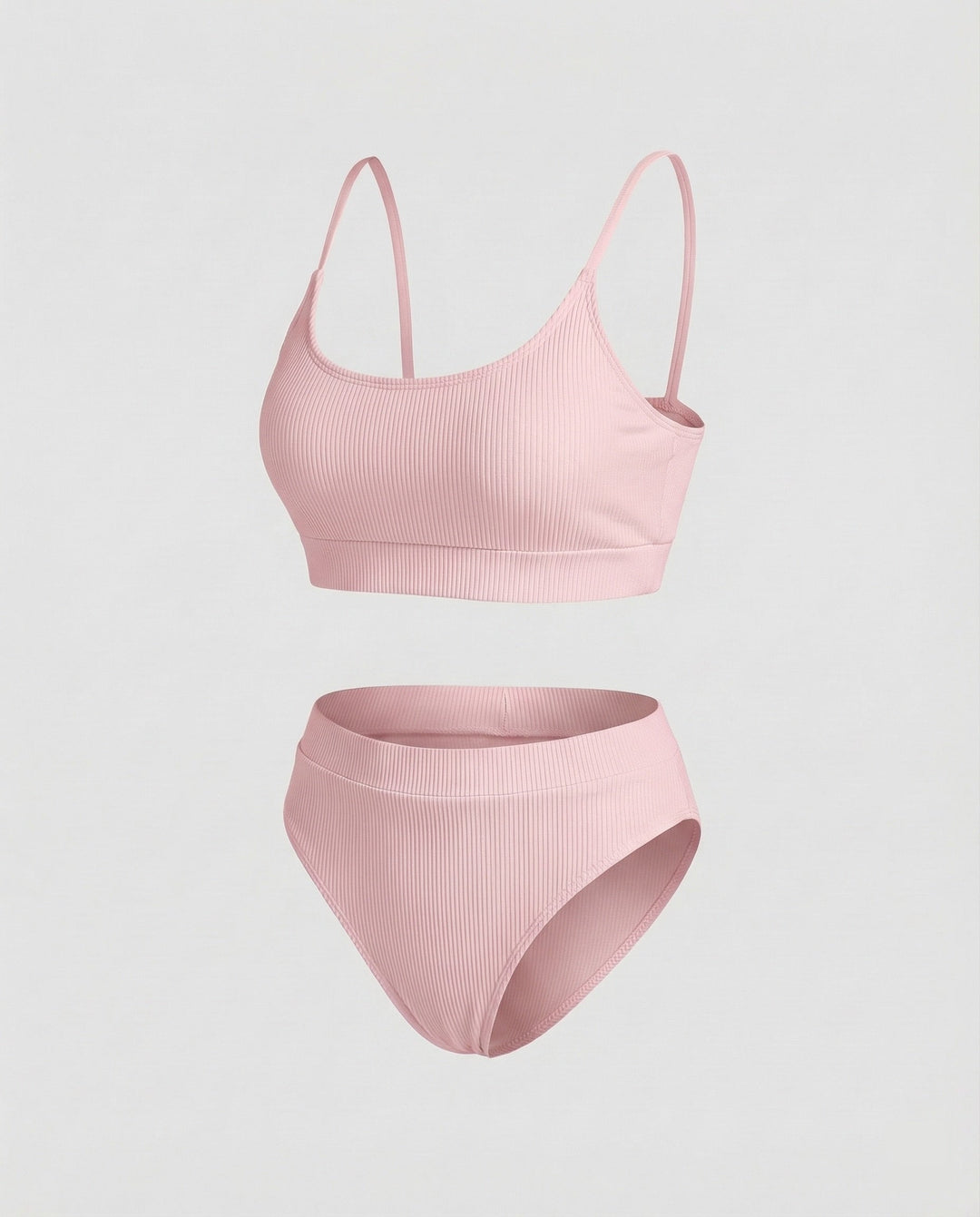 Damen Ripp-Bikini-Set Spaghettiträger-Bustier