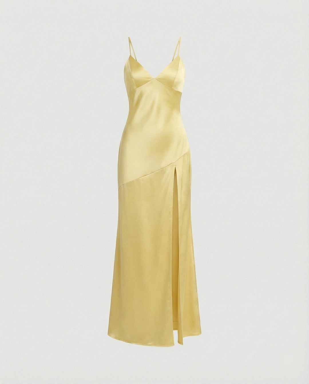 Damen Abendkleid Satin mit Schlitz