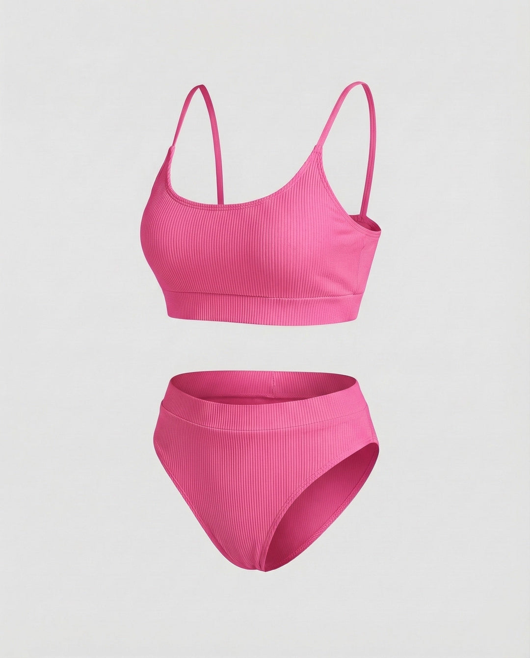 Damen Ripp-Bikini-Set Spaghettiträger-Bustier