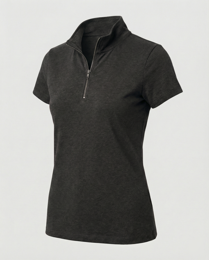 Damen Poloshirt mit kurzem Reißverschluss und figurbetontem Schnitt Drune