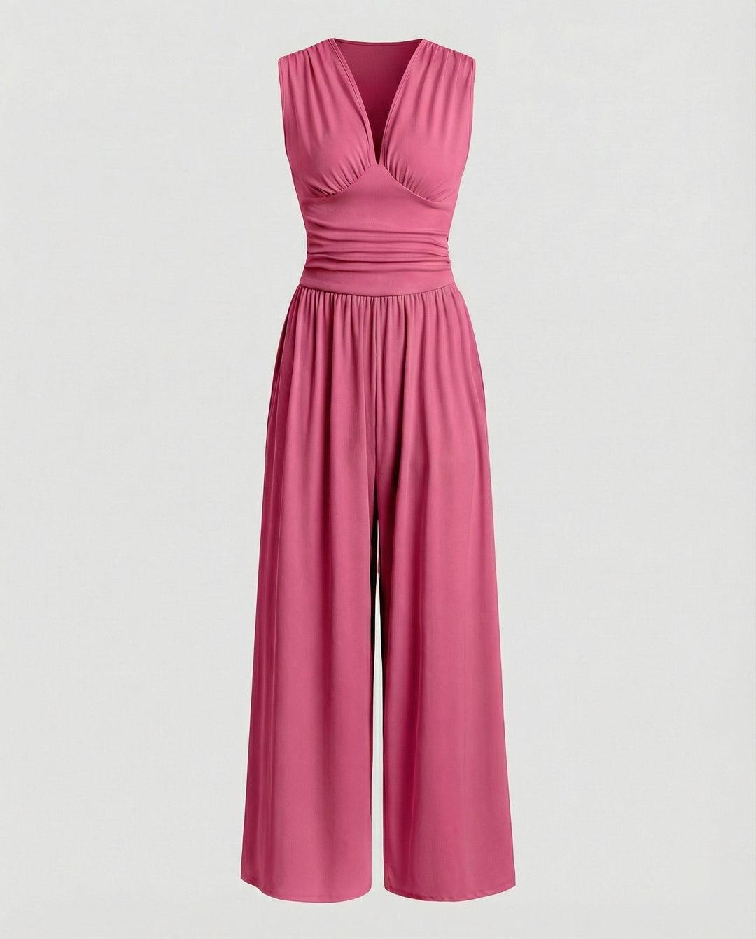 Damen Jumpsuit mit schickem V-Ausschnitt und weitem Bein Drune