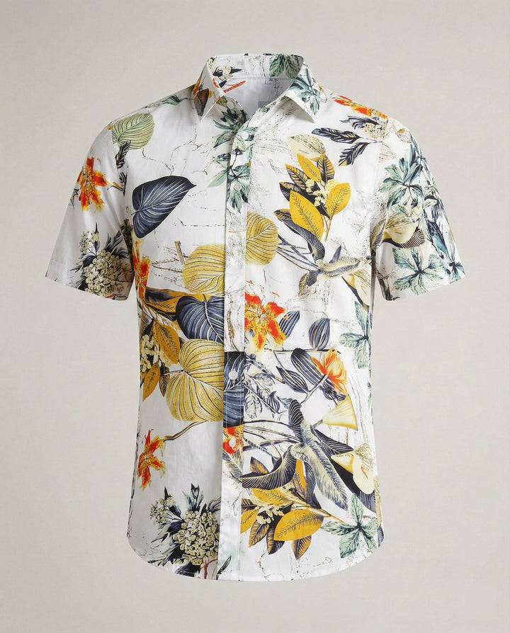 Herren Kurzarmhemd Hawaii Viskose