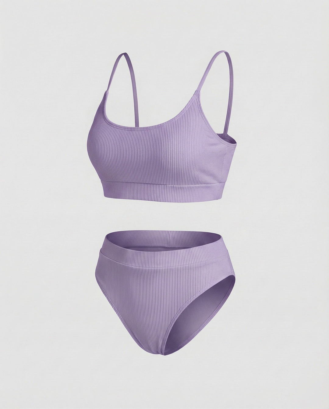 Damen Ripp-Bikini-Set Spaghettiträger-Bustier