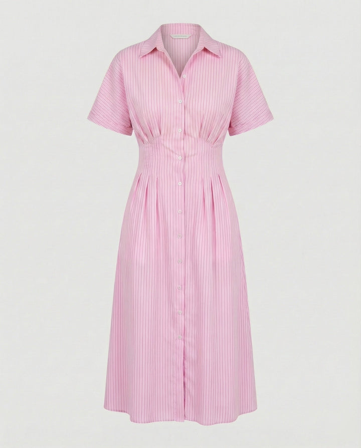 Damen Hemdkleid Midi mit Plissee