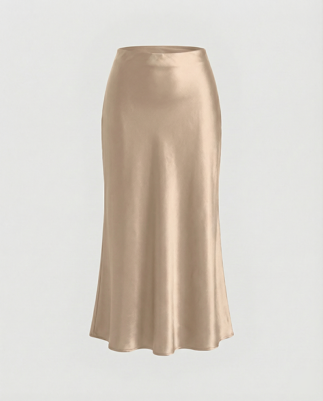 Damen eleganter Satin-Midirock mit fließendem Schnitt und hohem Bund Drune