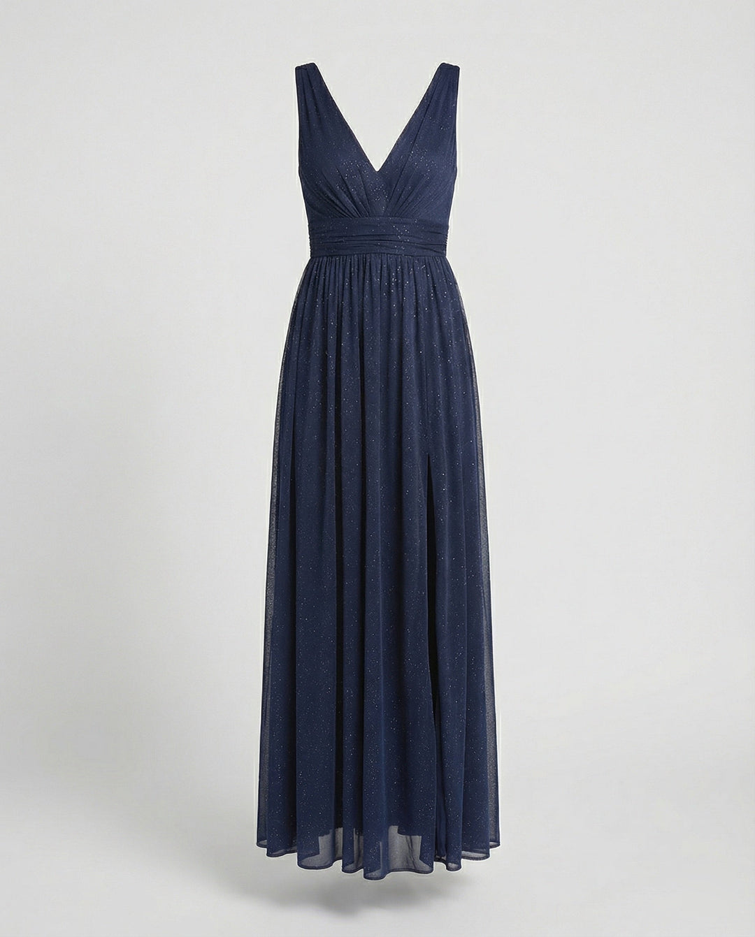 Abendkleid lang fließend mit V-Ausschnitt