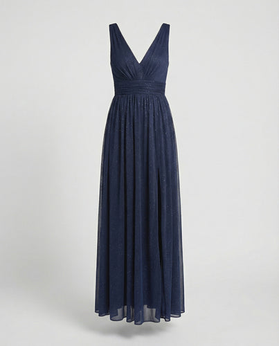 Abendkleid lang fließend mit V-Ausschnitt