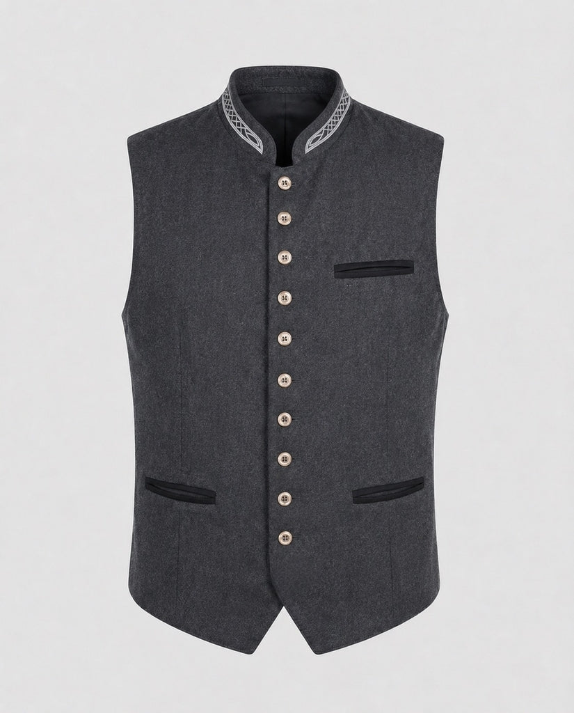 Drune - Elegante Herren Trachtenweste Grau Traditionell