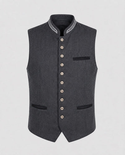 Drune - Elegante Herren Trachtenweste Grau Traditionell