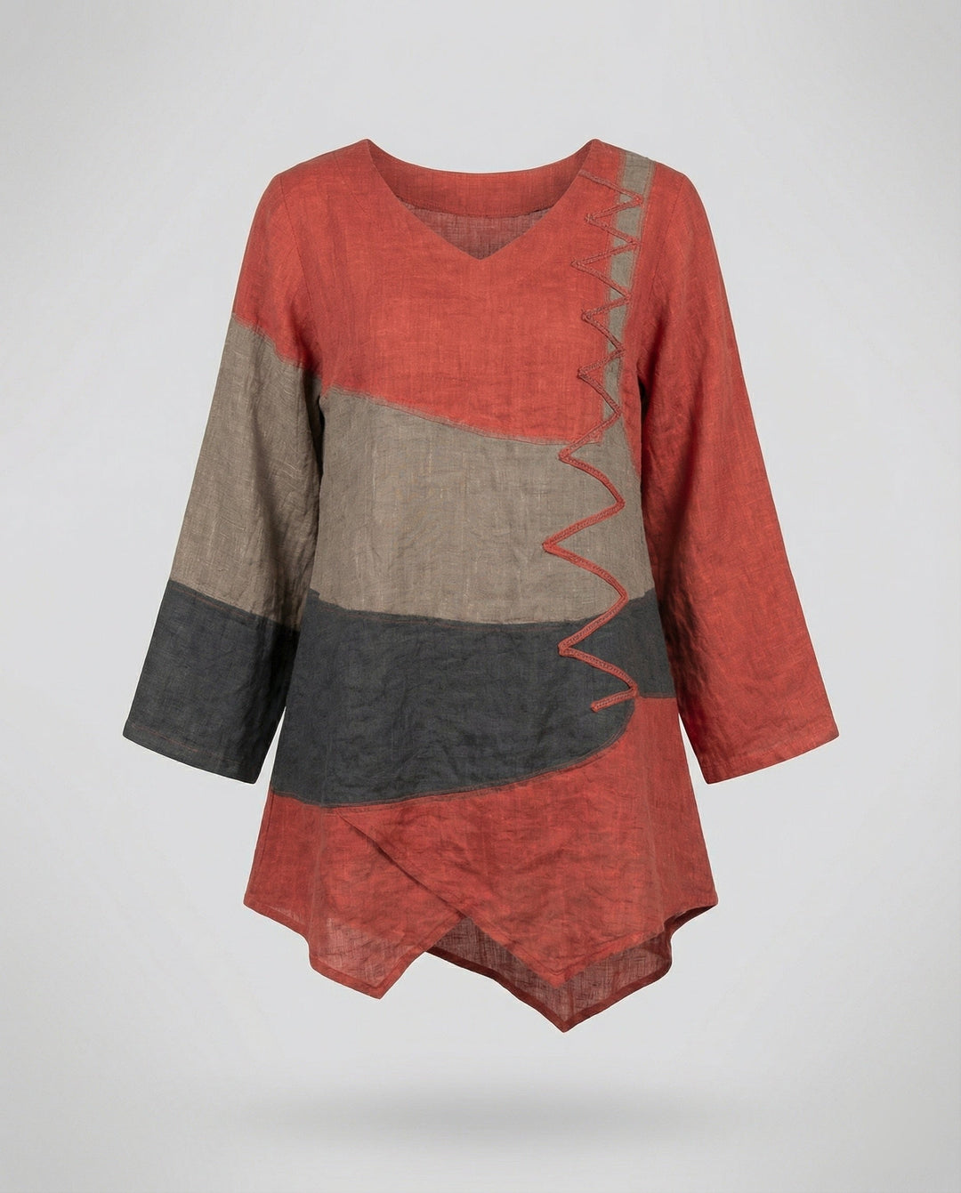 Drune | Modisch Dreifarbige Damenbluse