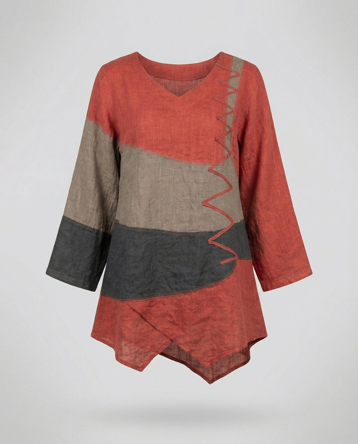 Drune | Modisch Dreifarbige Damenbluse