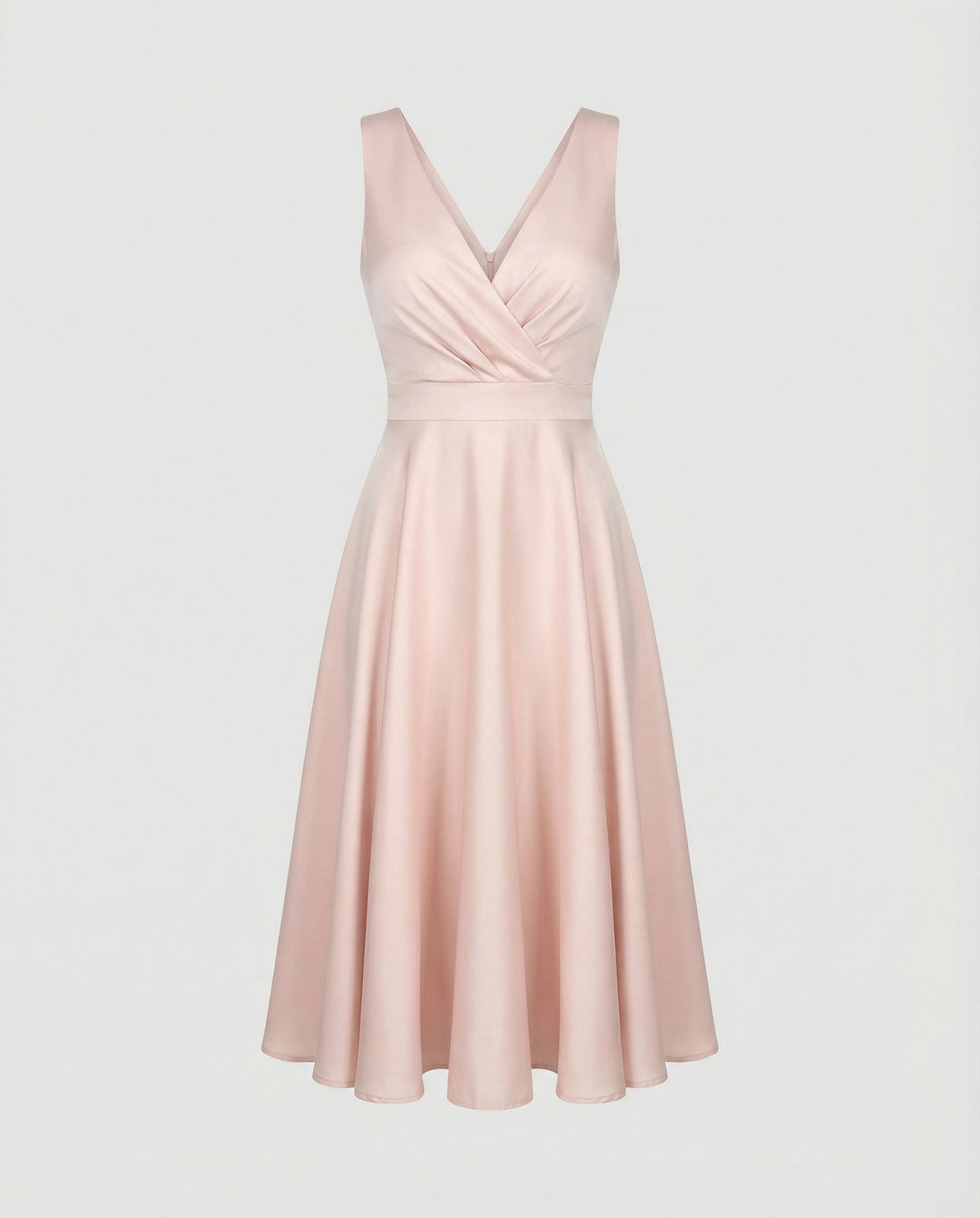 Midi-Kleid in A-Linie, Reißverschluss, Riemen, V-Ausschnitt, ärmellos, elegant, für Damen, Cocktailparty