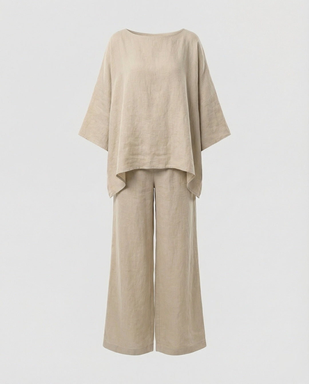 Leinen Zweiteiler Set Damen mit Palazzo-Hose