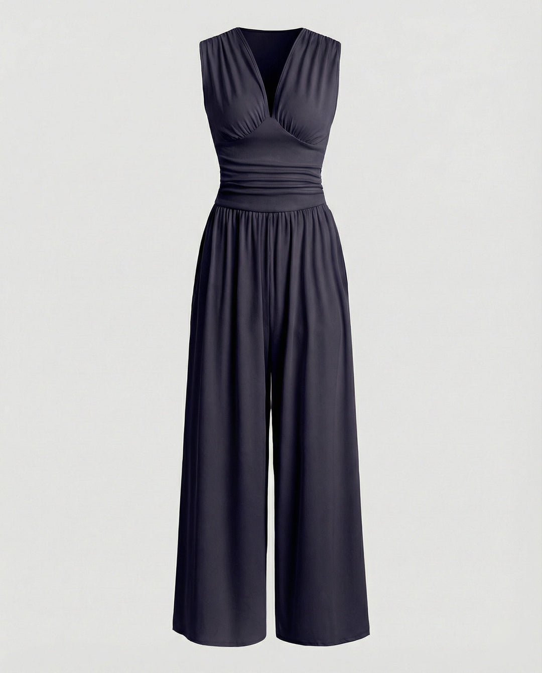 Damen Jumpsuit mit schickem V-Ausschnitt und weitem Bein Drune
