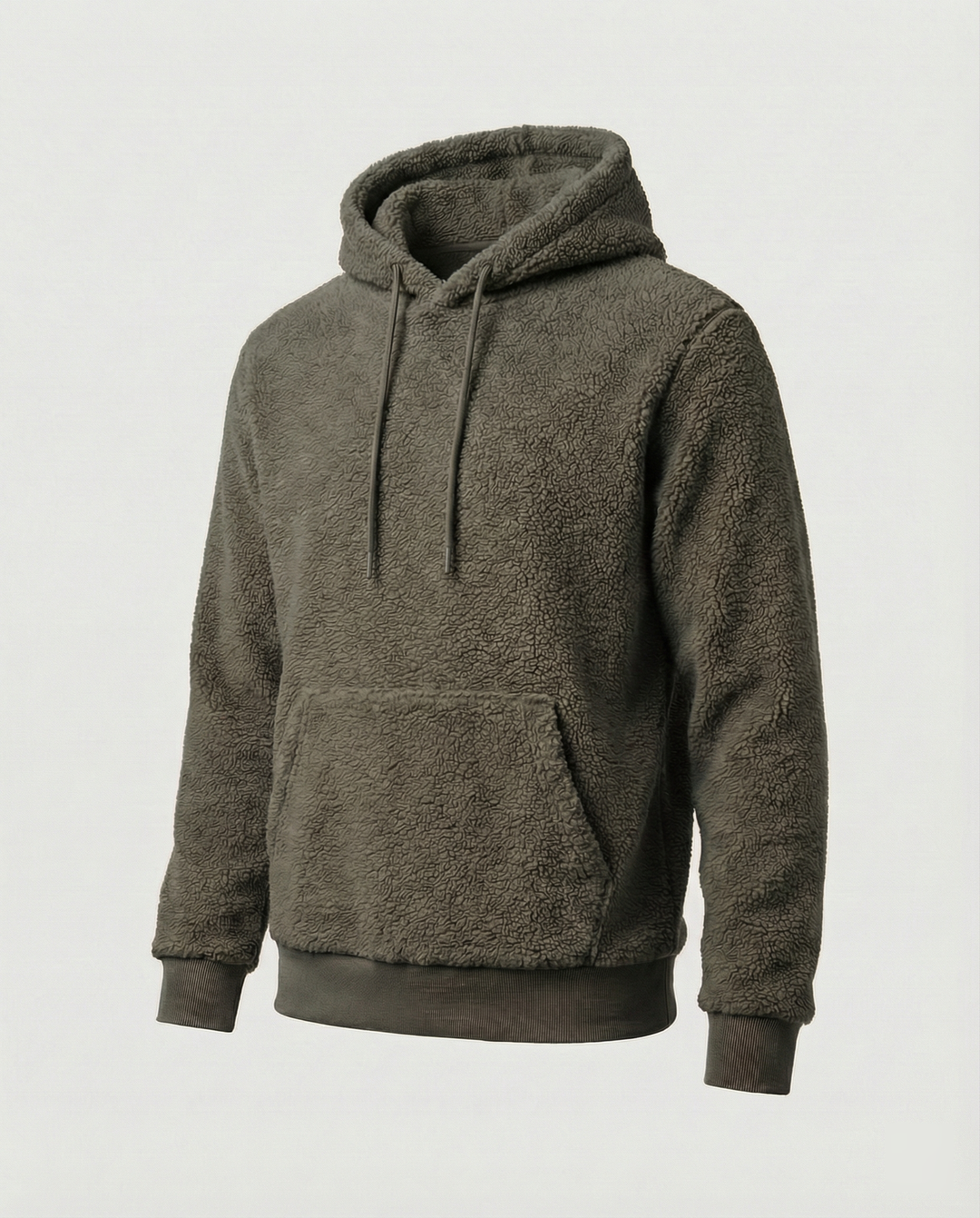 Herren Kuscheliger Teddy-Pullover mit Kapuze und elastischem Bund Drune