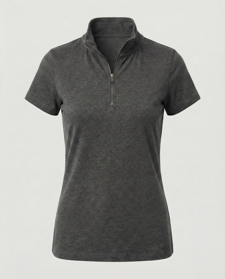 Damen Poloshirt mit kurzem Reißverschluss und figurbetontem Schnitt Drune