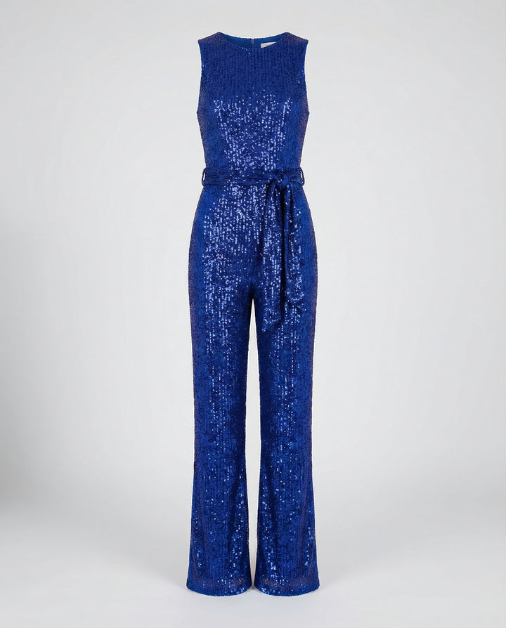 Drune - Damen Einfarbiger Jumpsuit mit Pailletten, Elegant & Figurbetont