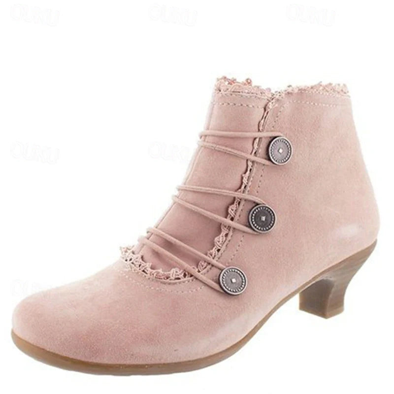 Drune | Damen Viktorianische Schnür-Stiefeletten mit Spitzenbesatz
