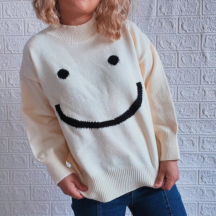 Drune |  Herbst Niedliches Smiley-Muster Langarmshirt