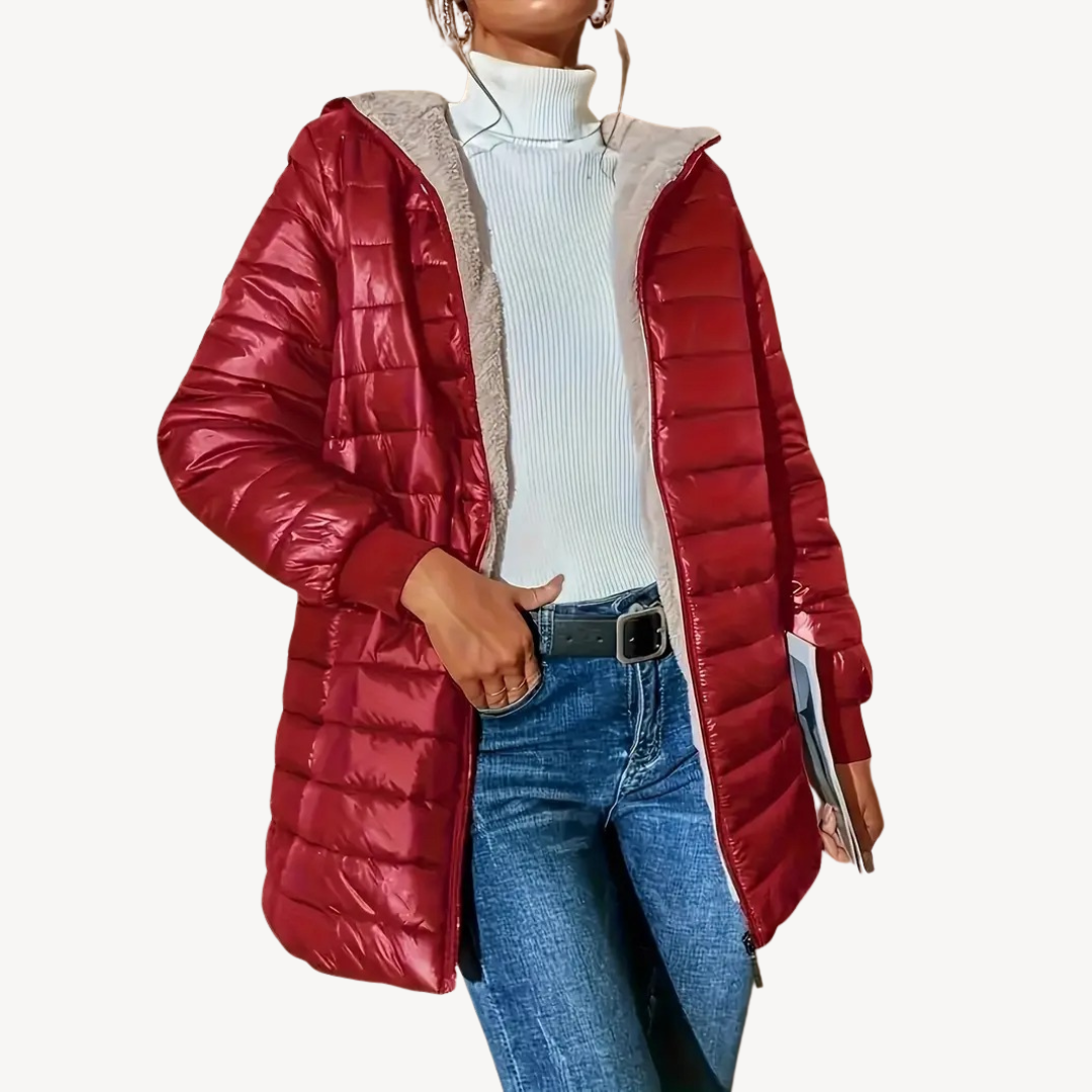 Drune | Damen Kunstpelz Futter Gesteppte Kapuzenjacke