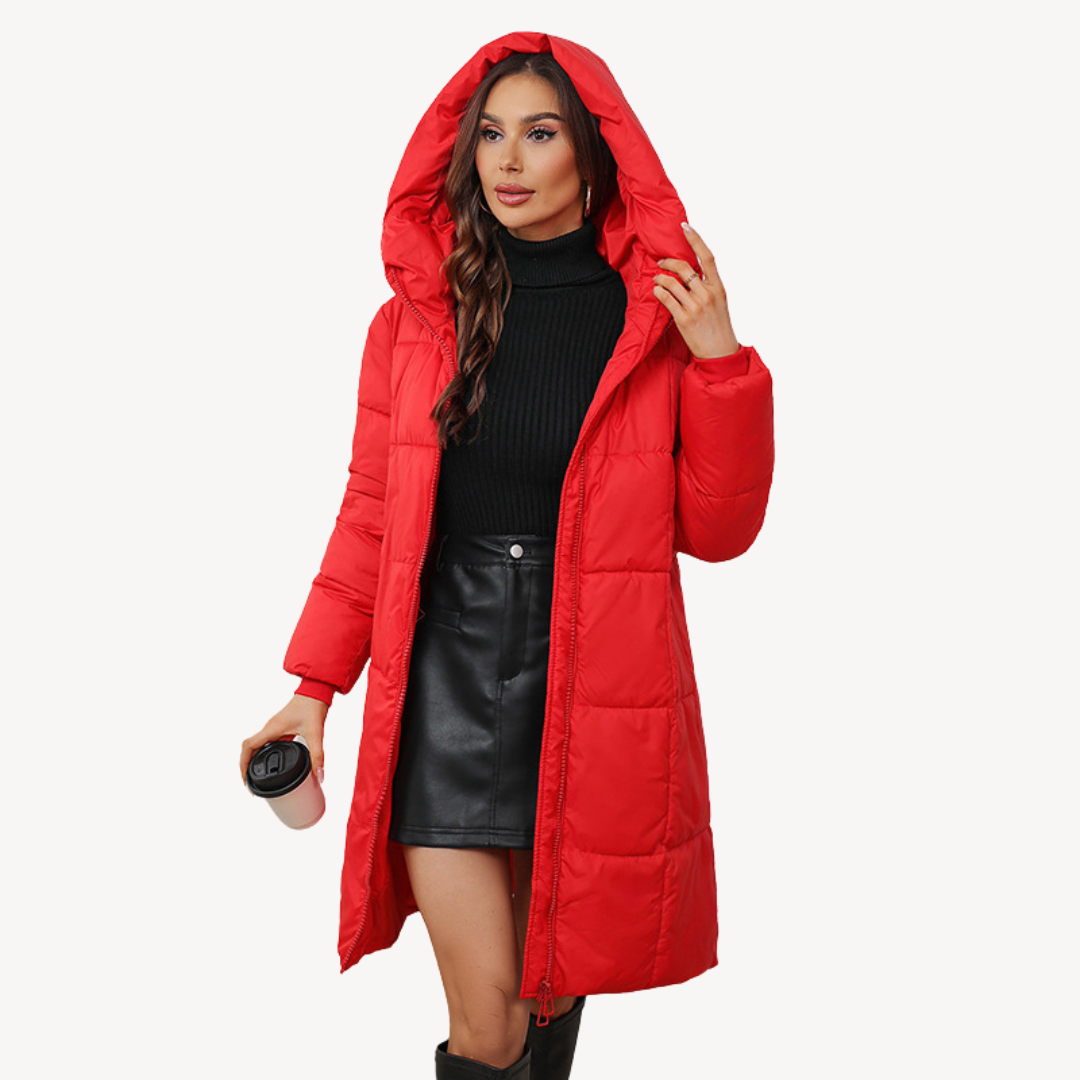 Drune | Warme Damen Pufferjacke Mit Kapuze Und Reißverschluss
