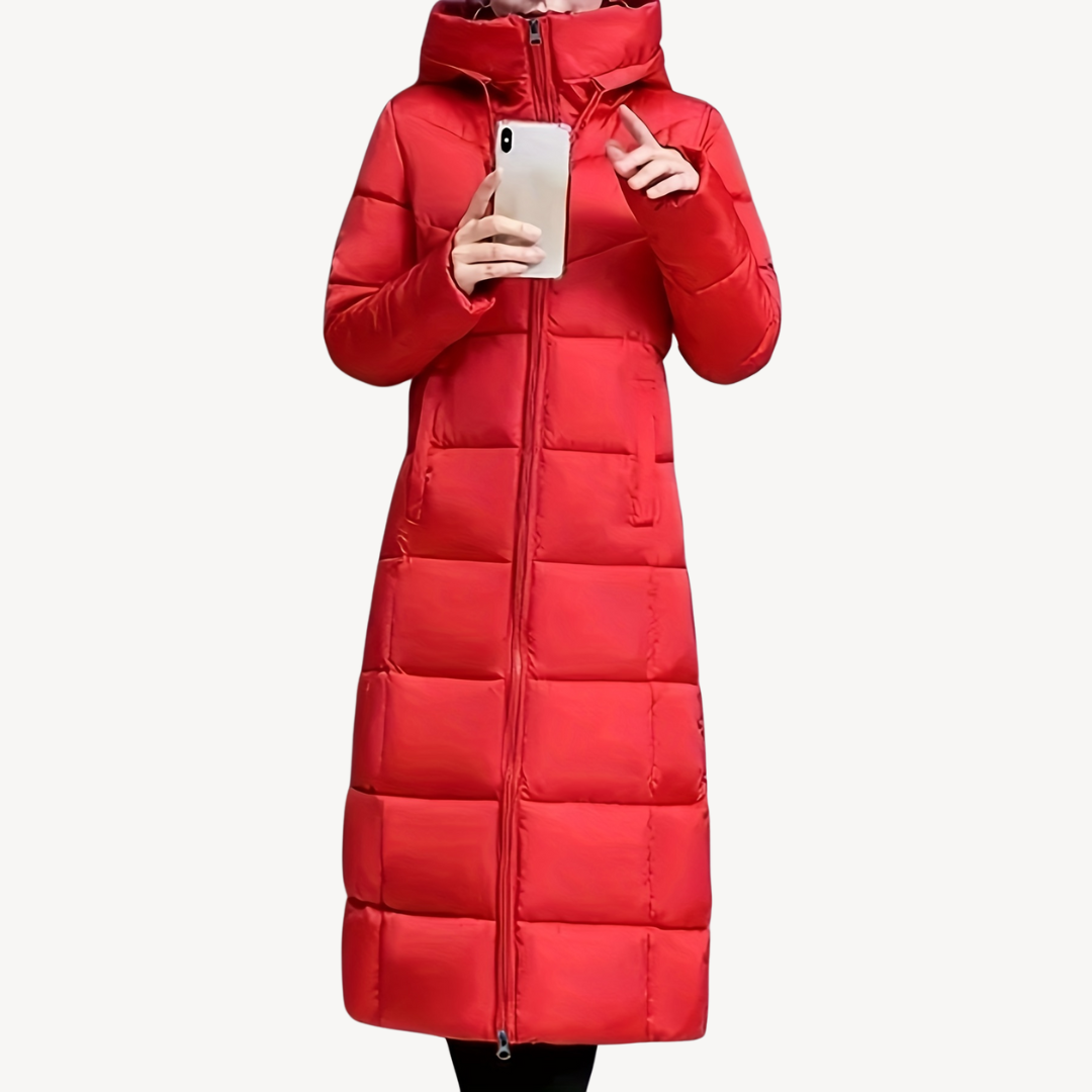 Drune | Damen Lange Pufferjacke mit Kapuze