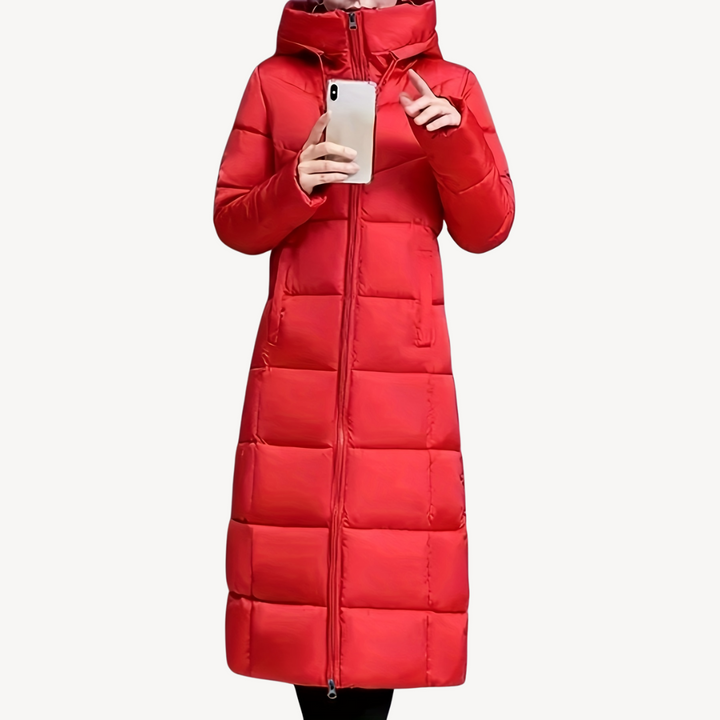 Drune | Damen Lange Pufferjacke mit Kapuze