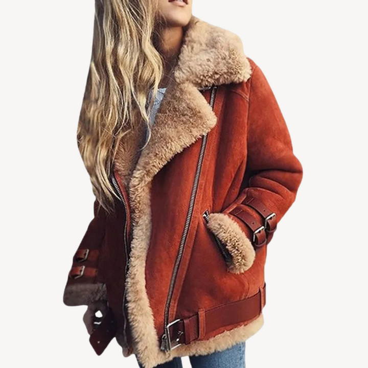 Drune | Lammfell gefütterte Bikerjacke für Damen