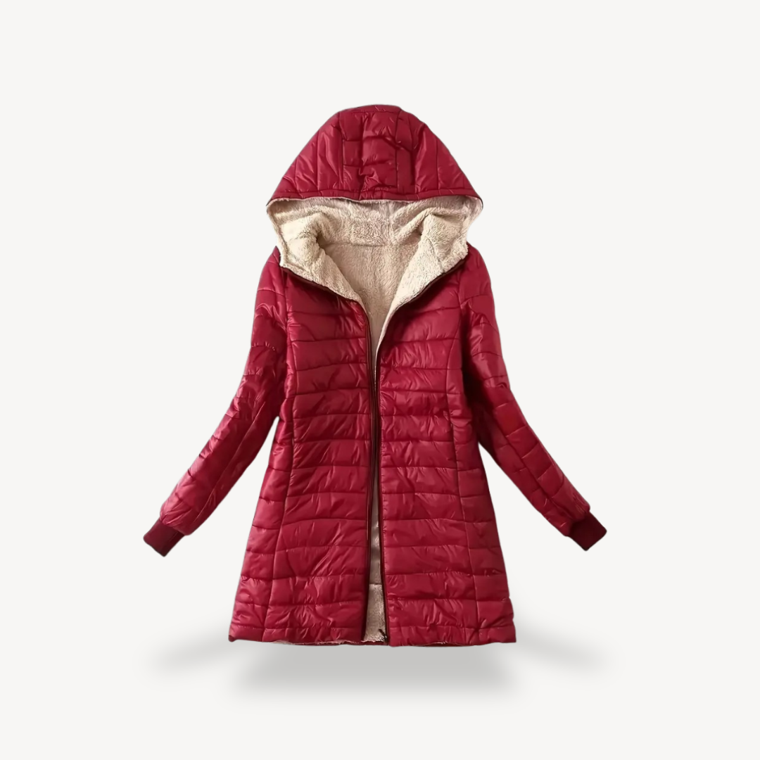 Drune | Damen Kapuzen-Puffermantel mit Sherpa-Futter