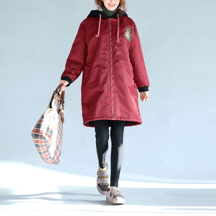 Drune | dicke warme Reißverschluss-Trenchcoats Oversize-Prints langärmlige kapuzen Winteroutfits