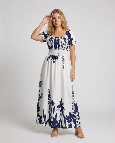 Damen Botanische Raffungsgürtel Maxikleid