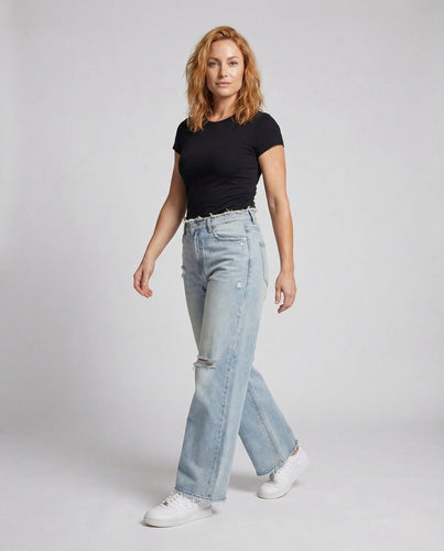 Damen Boyfriend Jeans High Waist Used Look