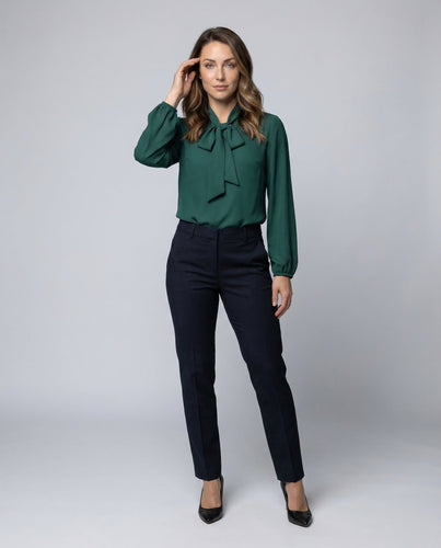 Damen Chiffonbluse Schleifenkragen