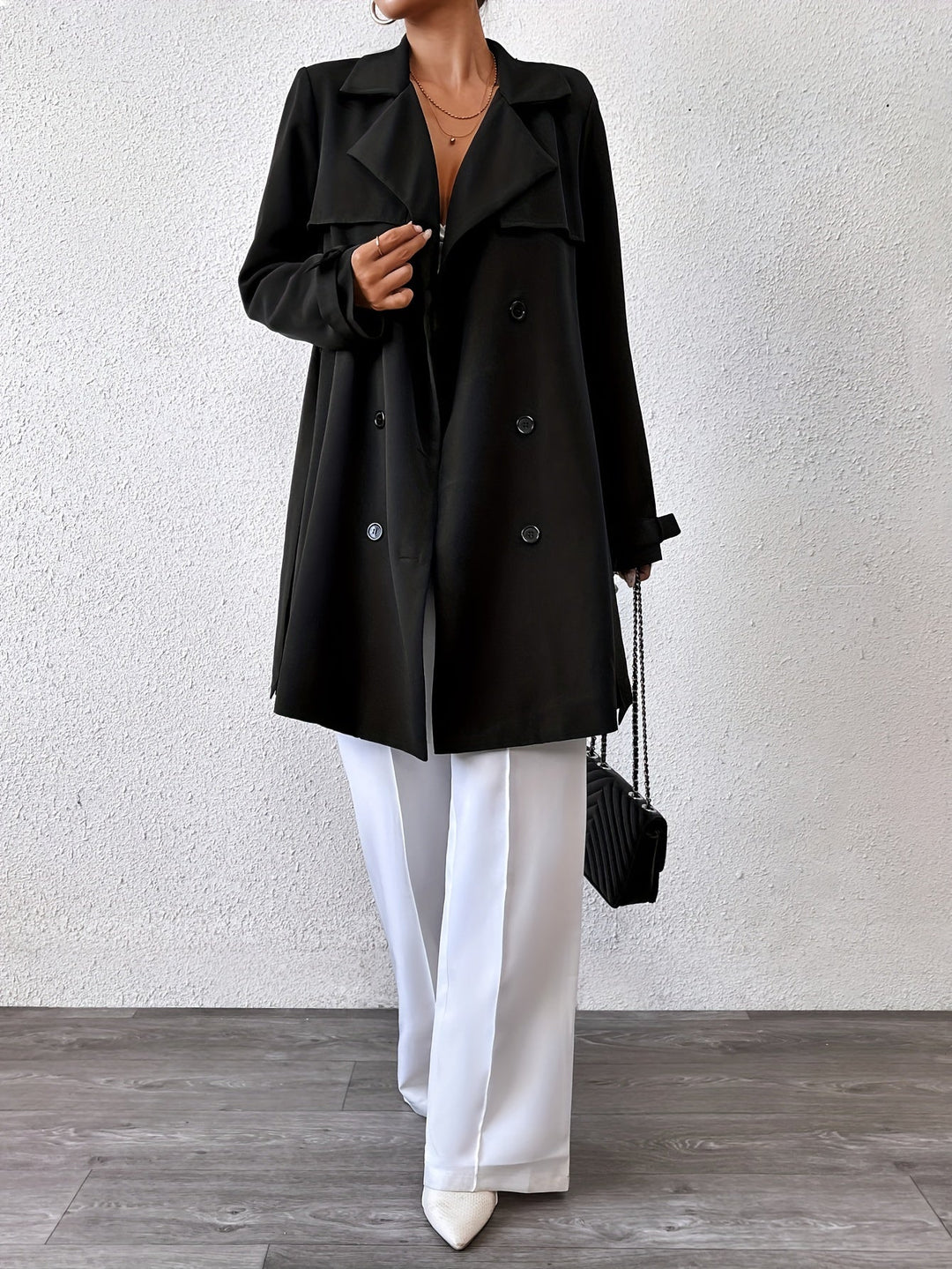 Drune | Wendbarer langer Jacke mit Bindegürtel