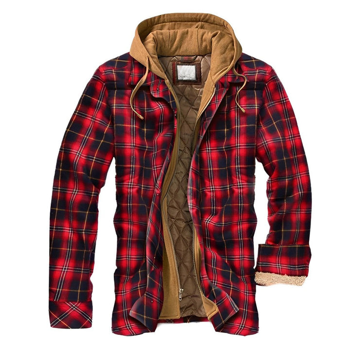 Drune | Warme Kapuzenjacke mit Karo-Muster für Herren