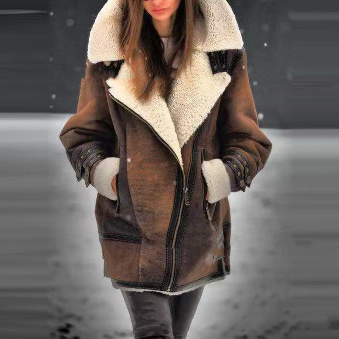Drune | Flieger Damenjacke - braune Jacke mit Fleecefutter und Kragen