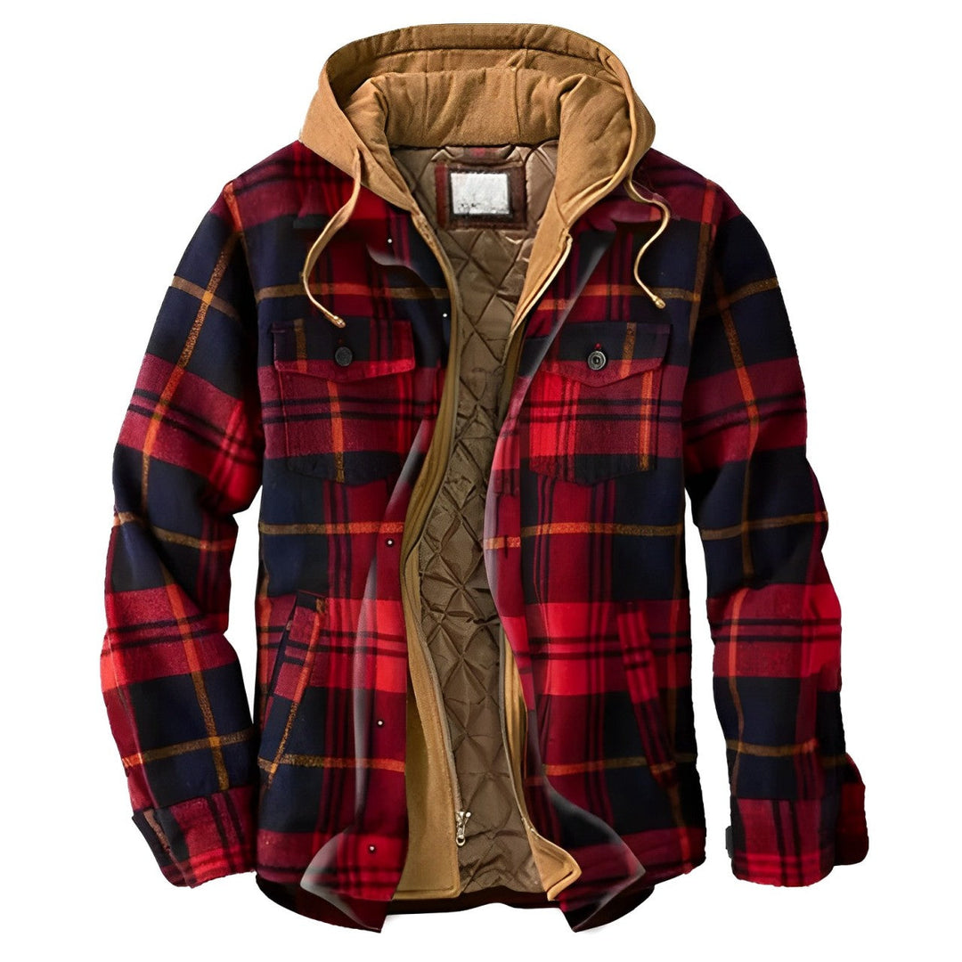 Drune | Warme Kapuzenjacke mit Karo-Muster für Herren