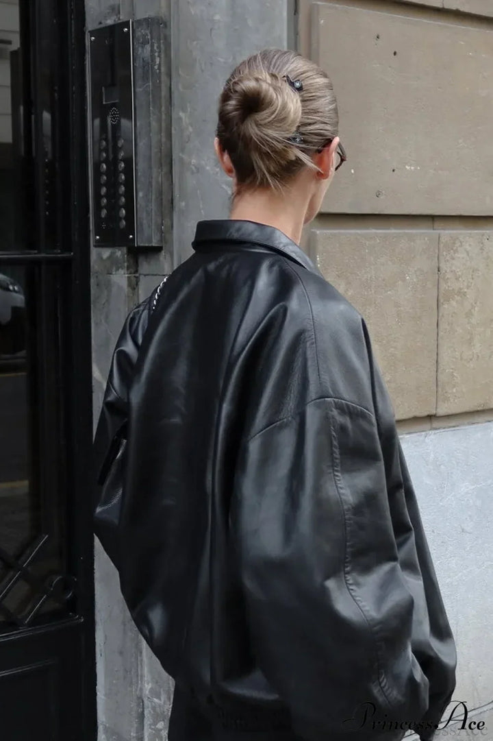Drune | Schwarze Leder-Motorradjacke
