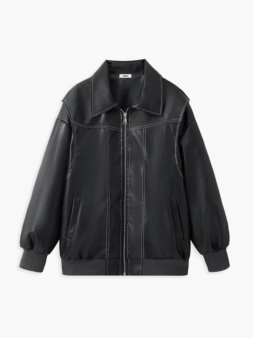 Drune | Übergröße Faux-Leder Bomber