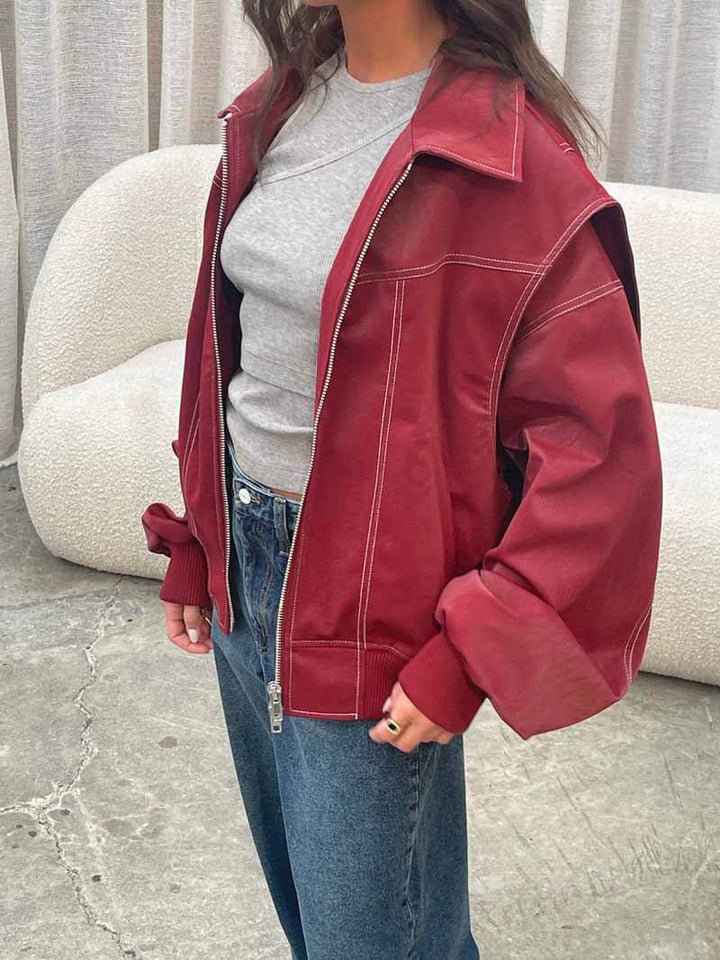Drune | Übergröße Faux-Leder Bomber