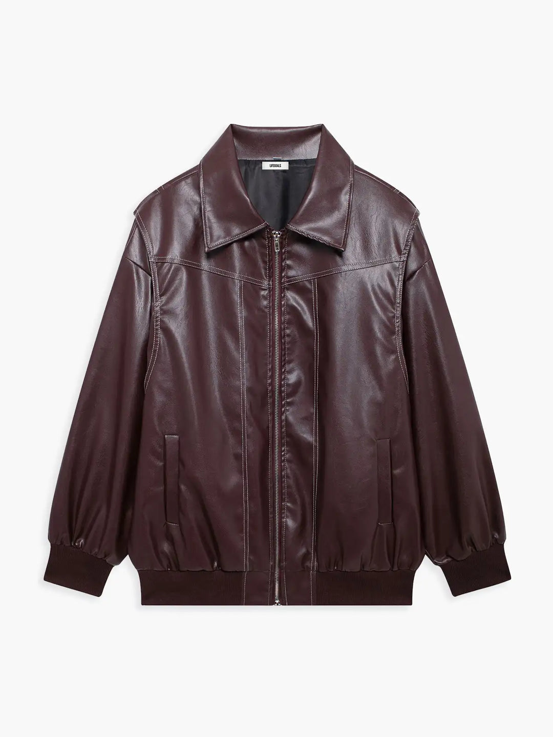 Drune | Übergröße Faux-Leder Bomber