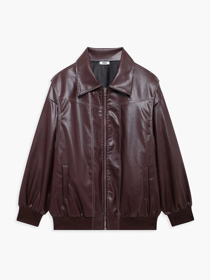 Drune | Übergröße Faux-Leder Bomber