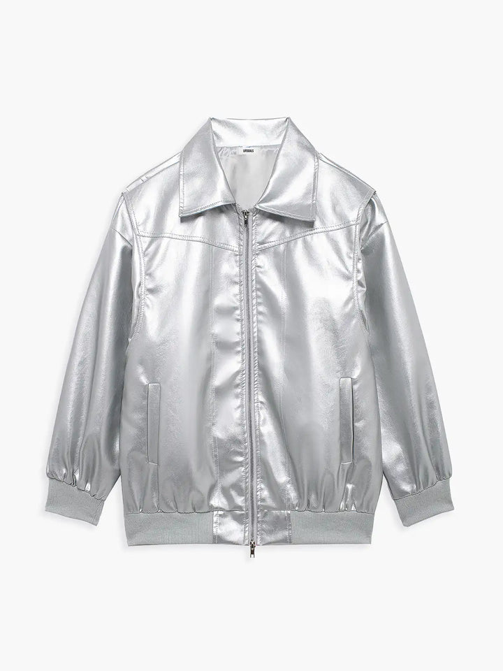 Drune | Übergröße Faux-Leder Bomber