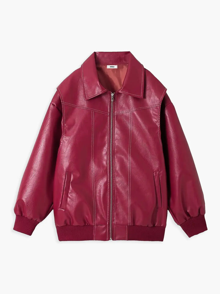 Drune | Übergröße Faux-Leder Bomber