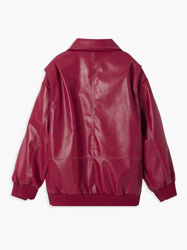 Drune | Übergröße Faux-Leder Bomber